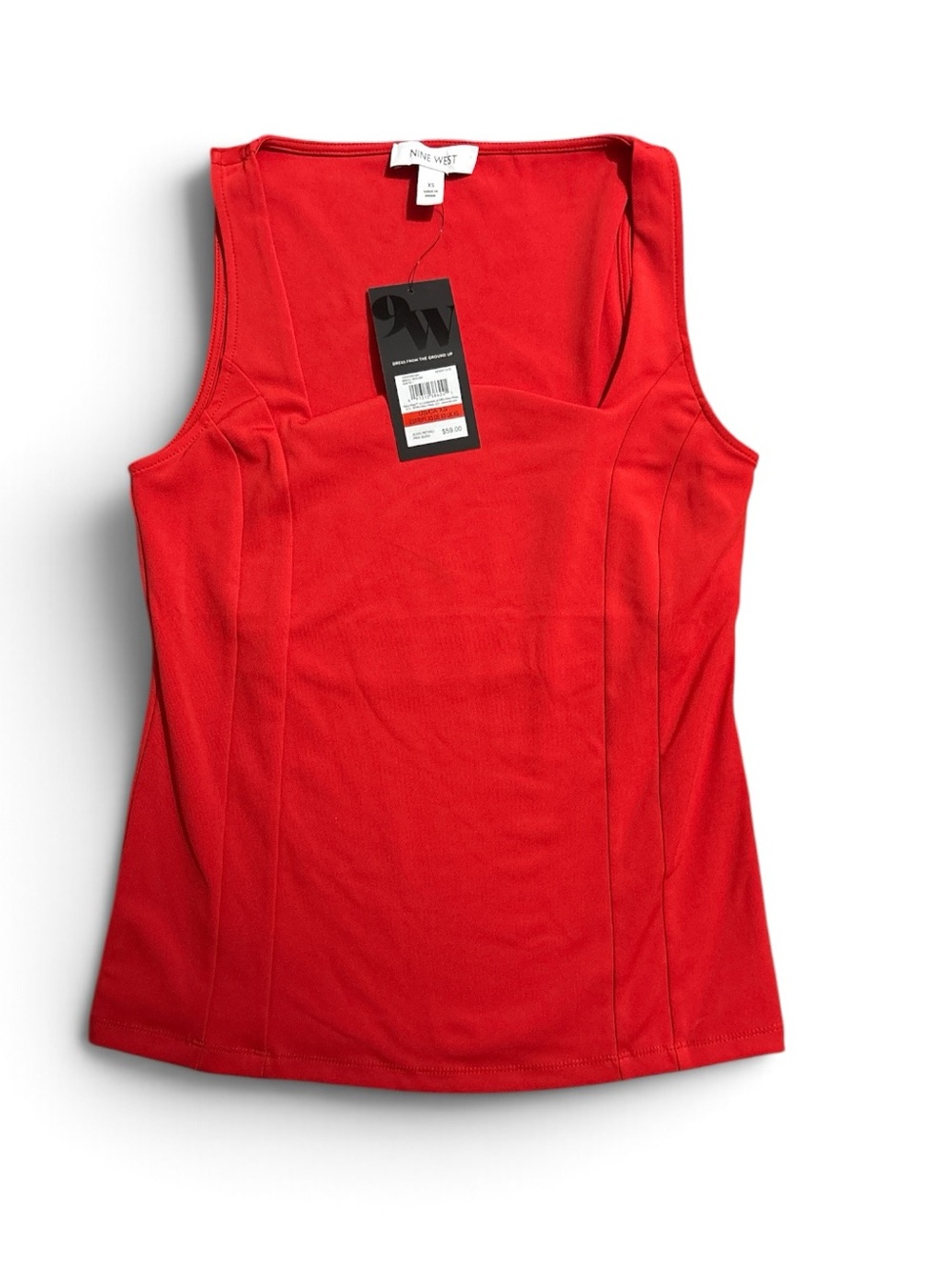 Nine West Red Sleeveless Square-Neck Tank Top - Brand